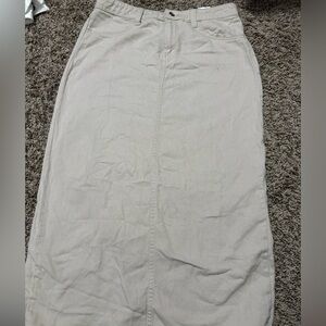 maxi length khaki skirt